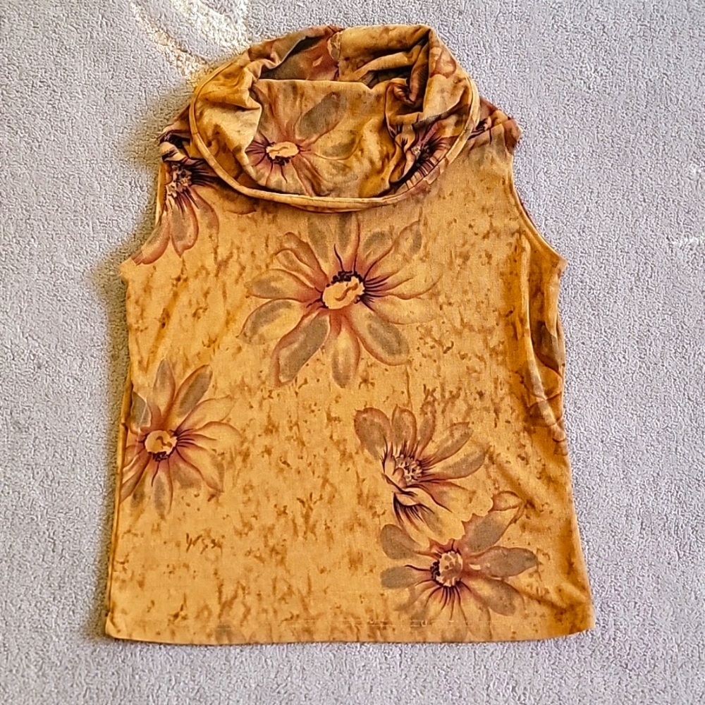 Sleeveless blouse, Susan Lawrence, Petite Medium, Copper brown multicolor